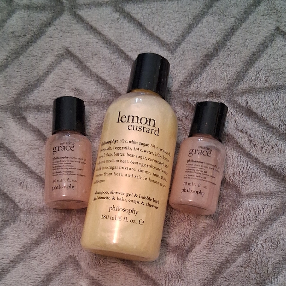 Philosophy Lemon Custard and Amazing Grace Trio Shower Gel Bubble Bath